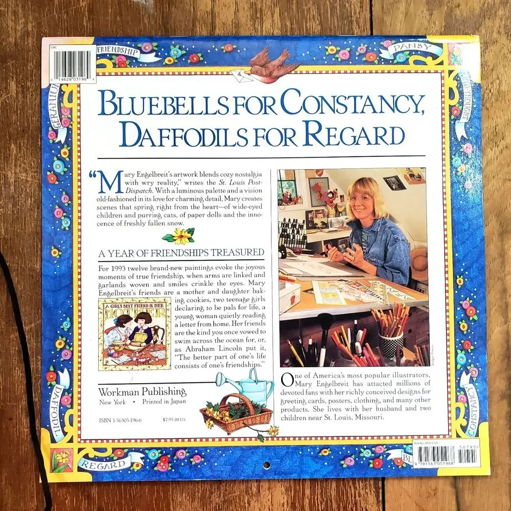 Vintage True Friends 1993 Mary Engelbreit Wall Calendar UNUSED 12 x 12